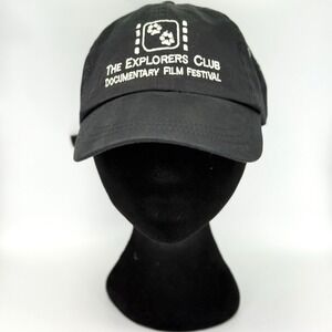Vintage Y2K Explorers Club Film Festival Hat Black Strapback Cotton Cap Adult